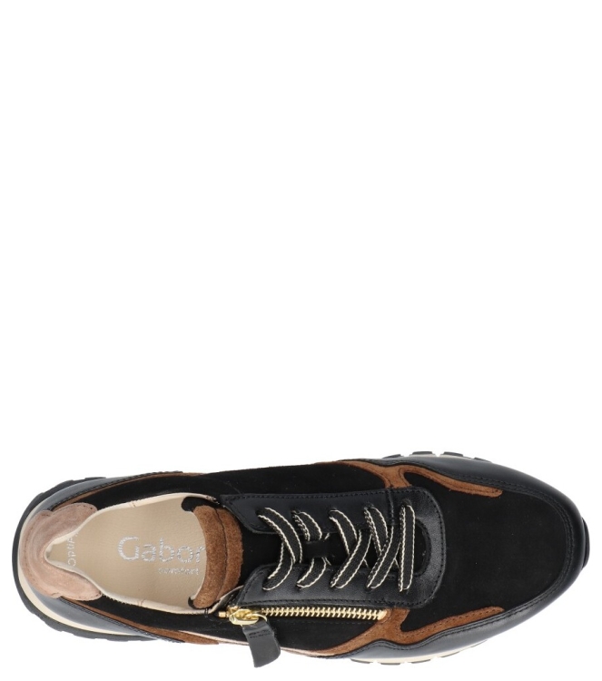 Gabor Gabor sneaker <span>76.378.67</span> 67 schw./whisky(gold) Gabor sneaker <span>76.378.67</span> 76.378.67 zwart - www.bremmerschoenen.pro - Bremmer Schoenen