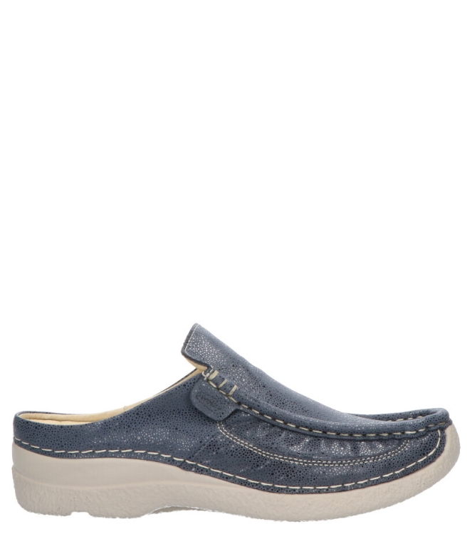 WOLKY SLIPPER <span>6202 Roll-slide 982 Denim Dots Nubuck</span> 6202 Roll-slide 982 Denim Dots Nubuck blauw - www.bremmerschoenen.pro - Bremmer Schoenen