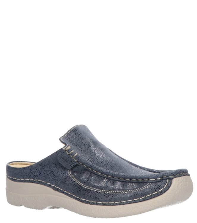 WOLKY SLIPPER <span>6202 Roll-slide 982 Denim Dots Nubuck</span> 6202 Roll-slide 982 Denim Dots Nubuck blauw - www.bremmerschoenen.pro - Bremmer Schoenen